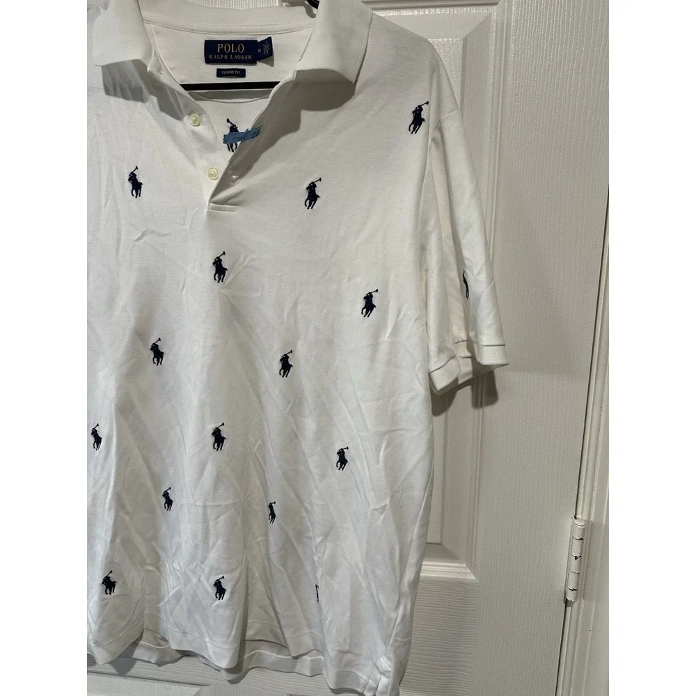Polo Ralph Lauren Classic Fit Multi-pony Polo - White -‎ Size: M
